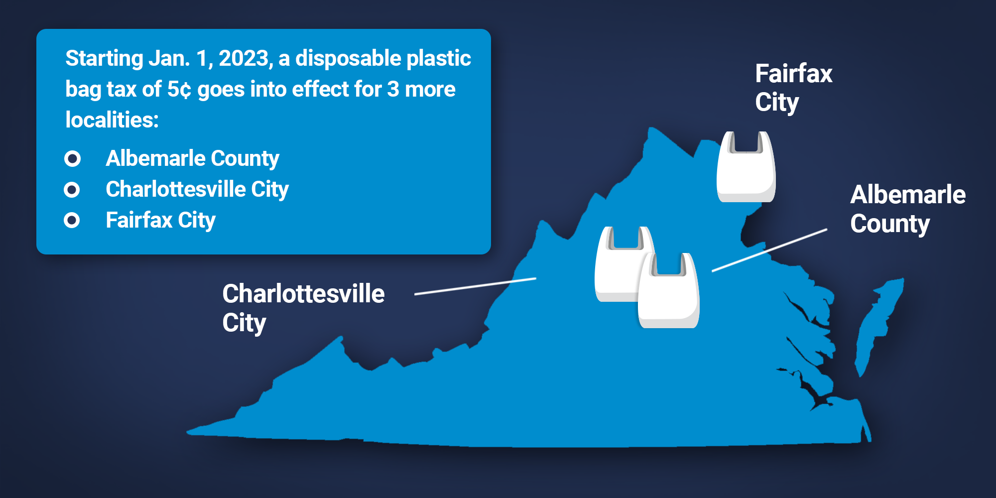 image of plastic bag tax localities effective Jan. 1, 2023